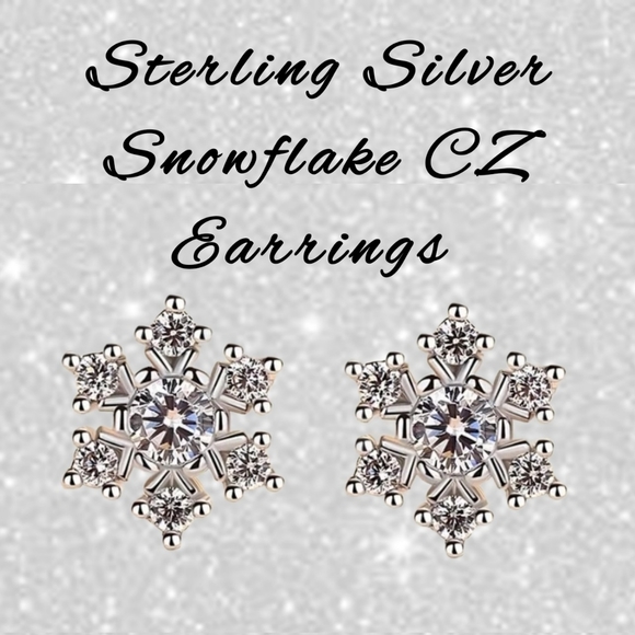Jewelry - Sterling Silver CZ Snowflake Stud Earrings NEW
